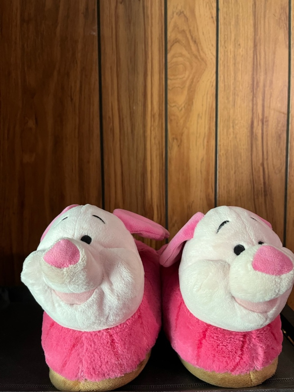 Pink Plush Piglet Slippers
